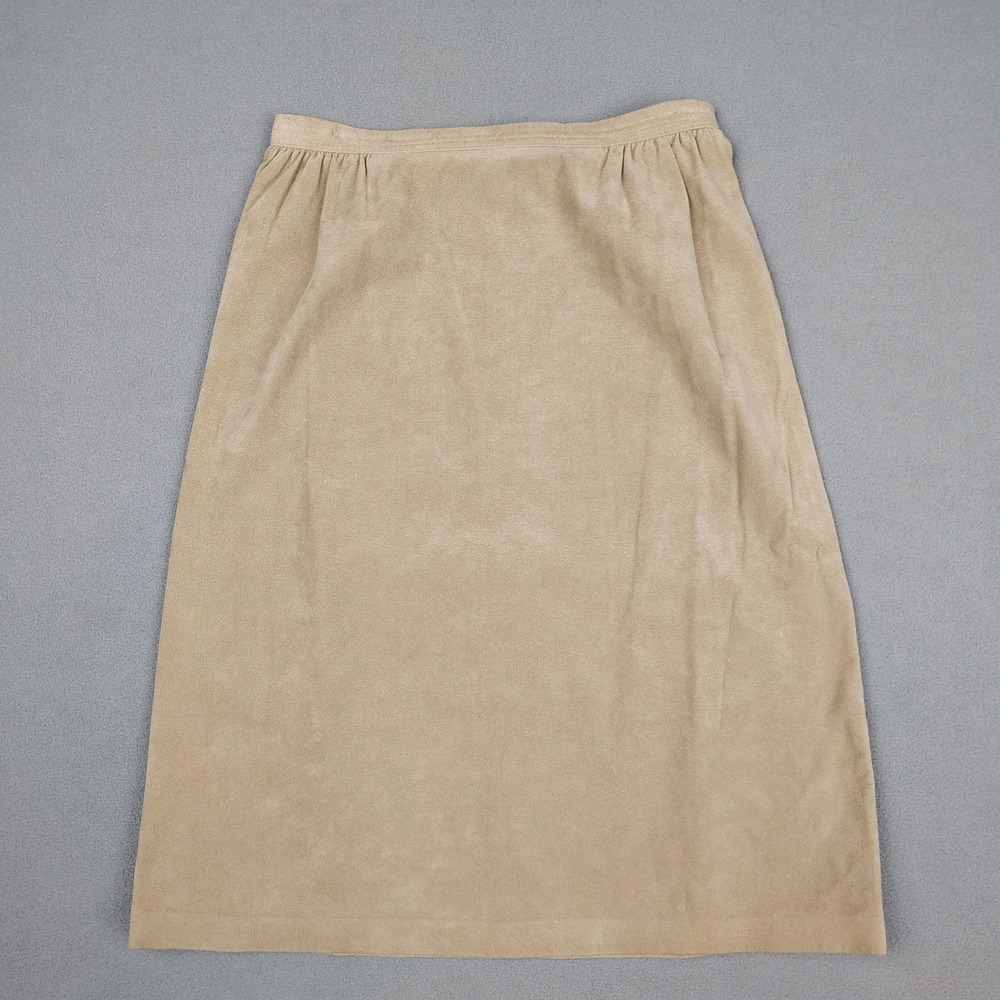 Vintage Faux Suede Leather Skirt‎ Women Small 4 Tan Over Knee Boho Cowgirl USA